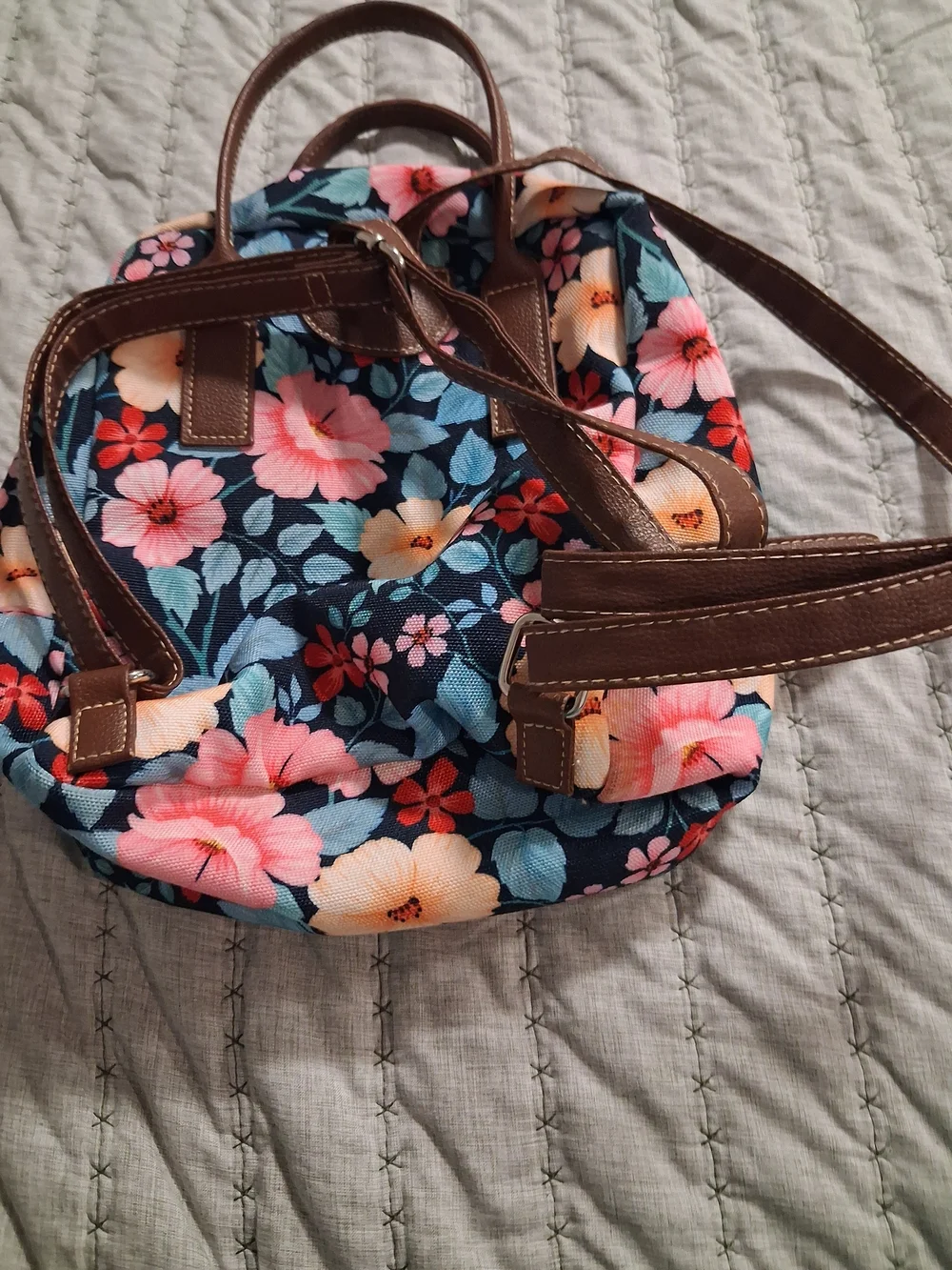 Unionbay Floral Navy Mini Backpack Handbag